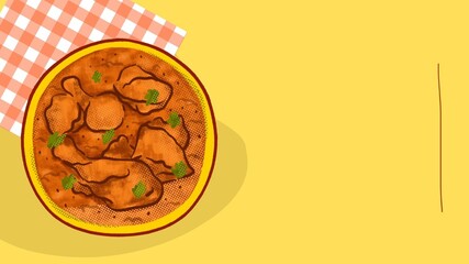 Yellow illustrated Indian food menu 