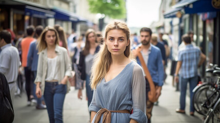 Obraz premium everyday life in the city, city life, fictional place