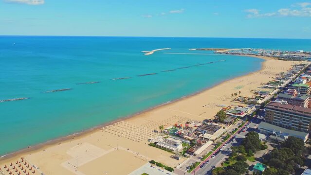 Aerial view Pescara city, Italy, Europe. Beach and sea. Summer travel