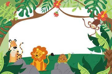 Obraz na płótnie Canvas Animal jungle cartoon safari wild background concept. Vector design graphic illustration 
