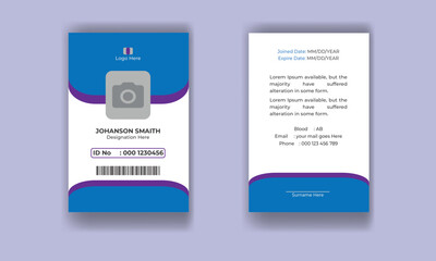 design, Blue Chevron ID Card Layout 