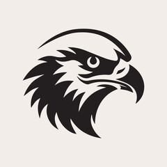 Eagle head one color vector logo, emblem or icon. Tattoo art style.
