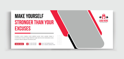 Fitness GYM Timeline Web Banner Social Media Design Template. gym or fitness poster, flyer. Creative and corporate cover design. Abstract banner design for ads, banner social media.