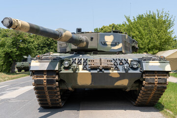 German-made Leopard 2A4 tank with camouflage paint