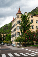 View of a house facade in the city of Bolzano