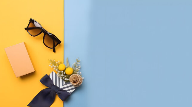 top view of fathers day concept with copy space