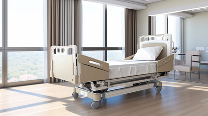 a hospital bed in a hospital room, hospital and bed