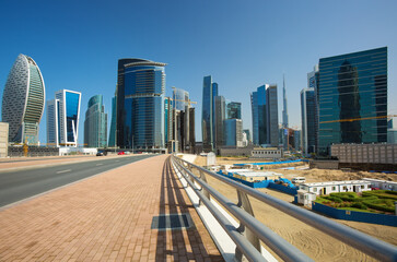 Fototapeta na wymiar View on Dubai Marina skyscrapers and nature near by Golf club in Dubai,United Arab Emirates