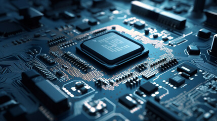 processor or computer chip,. fictional, computer technology on circuit board