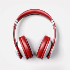 red headphones isolated on white, bluetooth headphones, white background, easy to cut out, music