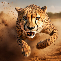 Cheetah on the hunt created with Generative AI technology