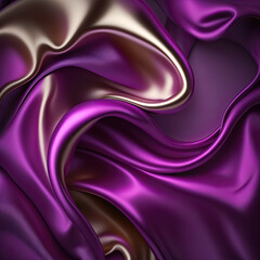 Obraz premium Purple abstract shiny plastic silk or satin wavy background. Generative AI.