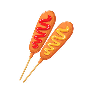 Vector illustration of two corn dog