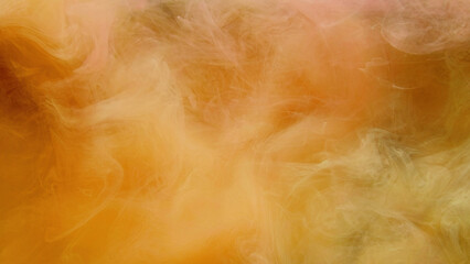 Color steam cloud. Abstract background. Ink water wave. Vapor floating. Yellow glowing smoke haze art texture with free space. © golubovy