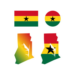 Ghana national map and flag vectors set....