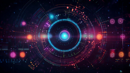 Obraz premium Abstract Futuristic infographic with Visual data complexity, represent Big data concept, node base programming. Cyberspace, technology, internet