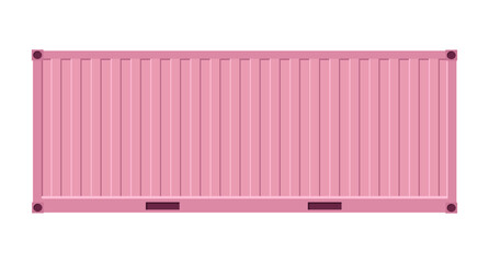 Pink shipping cargo container for transportation. Vector illustration in flat style. Isolated on white background.	