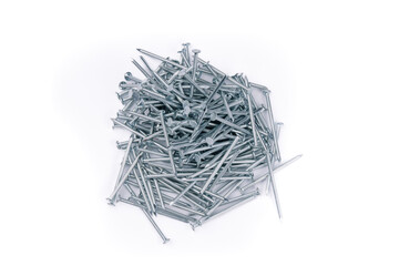 pile of metal nails on a white background
