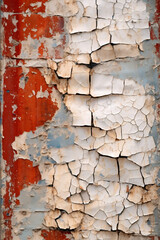 Front view of old and cracked paint wall 