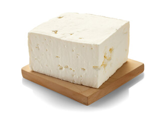 Feta cheese block isolated transparent or white background, png