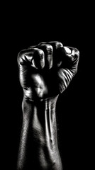 Fototapeta na wymiar Captivating photography captures the strength and drive of a black fist against a dark background, Generative AI