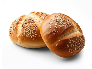 Plain kaiser rolls isolated on transparent or white background, png