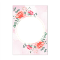 pink watercolor flower frames borders invitation cards