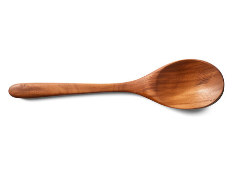 Wooden spoon isolated on transparent or white background, png