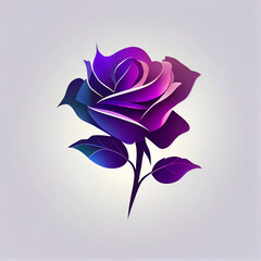 Rose flower as a logo with magenta gradients. Minimalistic style. AI generative.