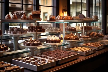 female master chef chocolatier working in artisanal professional chocolate laboratory, AI Generative