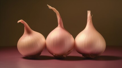 three onion vegetable illustration on a plain background generative ai 