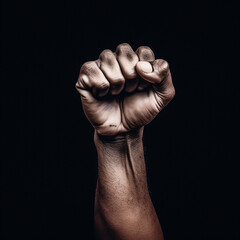 Fototapeta na wymiar Photograph of a black fist with the vibrant colors of Brazil. With a symbolic and activist style, it represents unity and cultural diversity, Generative AI