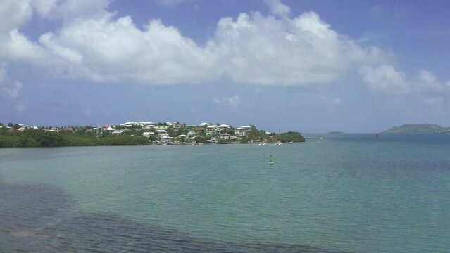 Drone view of a Caribbean town (Le Robert, Martinique)