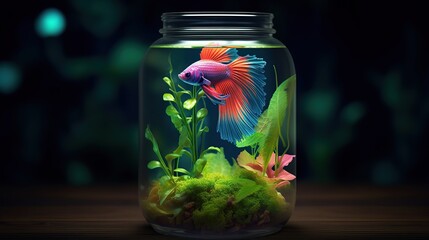 betta fish in a jar water