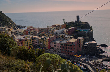 View of the beautiful sea of ​​the village of Vernazza.