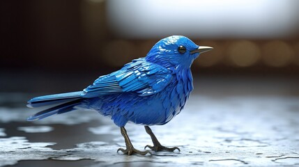 blue bird in cage flaying 