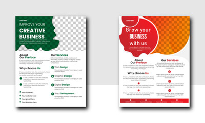 professional creative unique  business flyer design horizontal simple clean template vector design, layout in rectangle size.