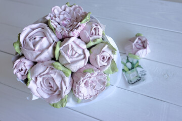 Zephyr flowers. Homemade marshmallow. Packed in a flower box.