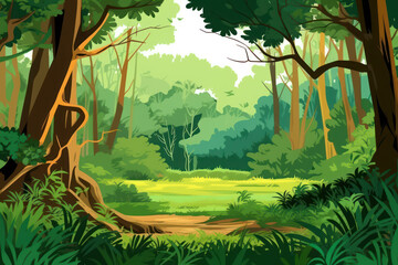 Fototapeta premium Picturesque Nature Scene: Green Forest in the Background