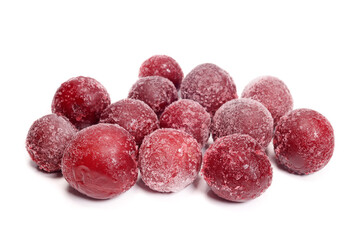fresh frozen raw plums isolated on white