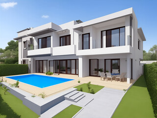 Modern minimalistic style house. AI genrated illustration
