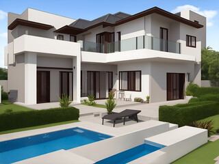 Fototapeta premium Modern minimalistic style house. AI genrated illustration