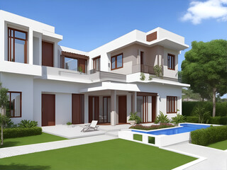 Modern minimalistic style house. AI genrated illustration
