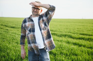 Portrait of senior farmer in wheat field