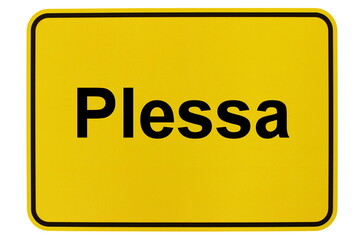 Illustration eines Ortsschildes der Gemeinde Plessa in Brandenburg