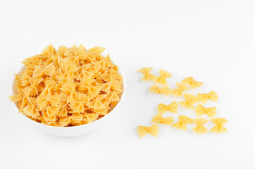 Different types and shapes of dry italian pasta