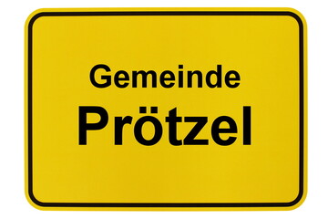 Illustration eines Ortsschildes der Gemeinde Prötzel in Brandenburg