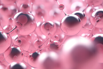 close up of pink face serum molecules texture created with AI generative tools