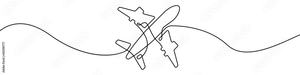 Poster plane icon line continuous drawing vector. one line plane icon vector background. airplane flight ic