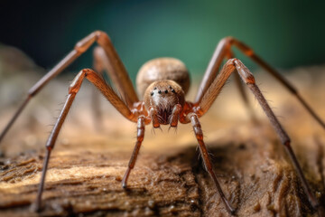 Fototapeta premium Brown Recluse spider, arachnid known for its venomous bite and secretive nature. Generative AI.